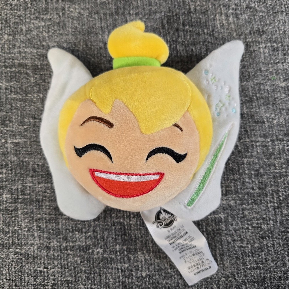 Disney Store Tinker Bell Reversible Emoji Plush Peter Pan Stuffed Animal Toy